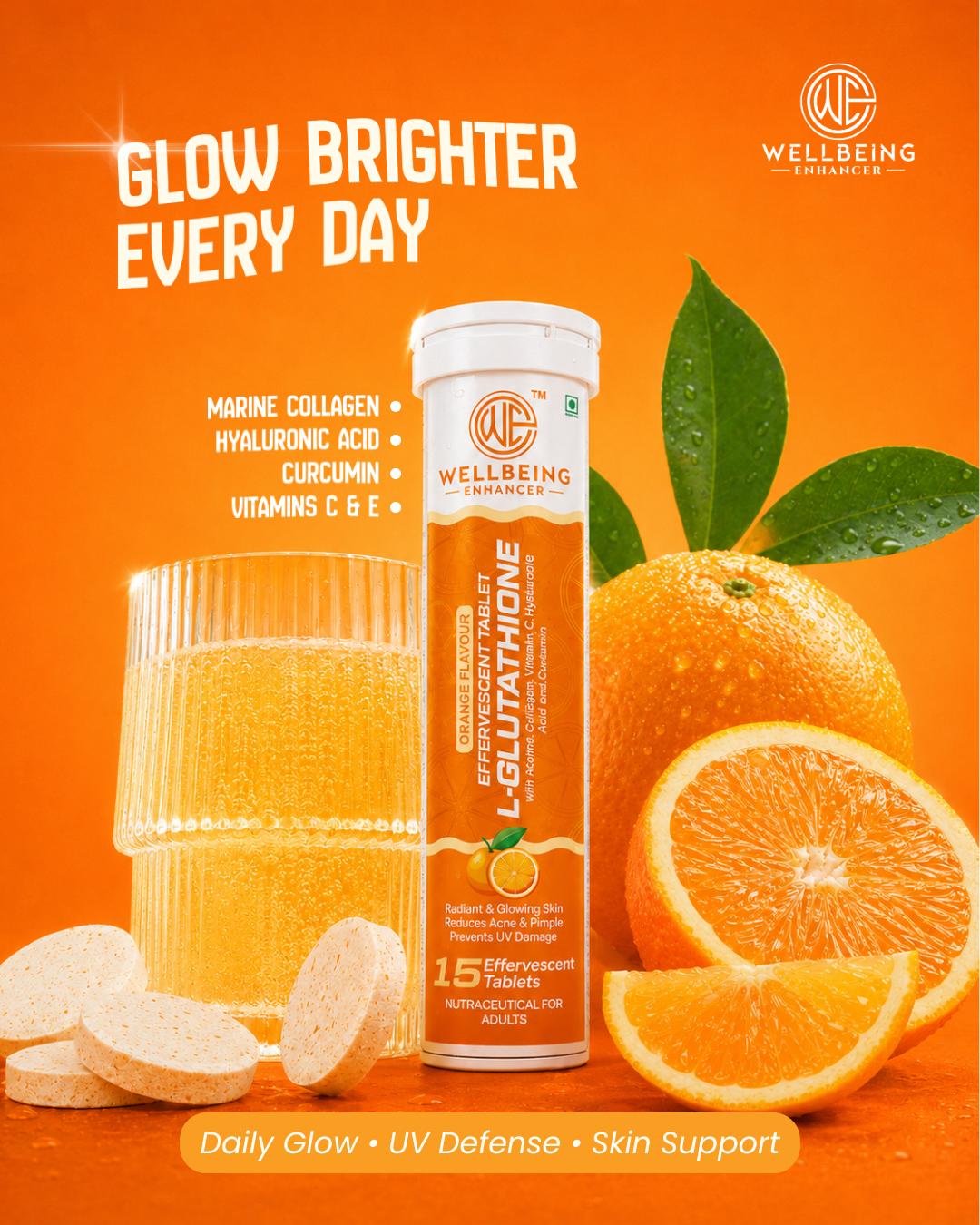 Wellbeing Enhancer L-Glutathione Effervescent Tablets | Skin Glow, Collagen & Antioxidant Support