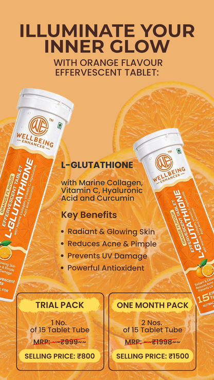 Wellbeing Enhancer L-Glutathione Effervescent Tablets | Skin Glow, Collagen & Antioxidant Support