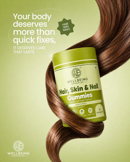 Wellbeing Enhancer Hair, Skin & Nail Gummies | Biotin Gummies for Hair Growth, Glowing Skin & Strong Nails