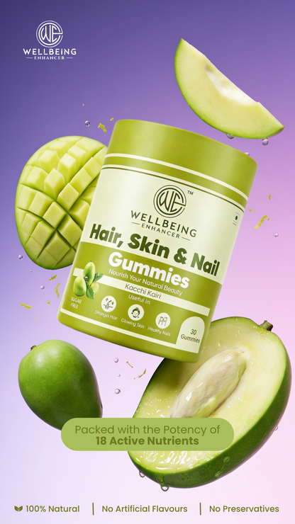 Wellbeing Enhancer Hair, Skin & Nail Gummies | Biotin Gummies for Hair Growth, Glowing Skin & Strong Nails