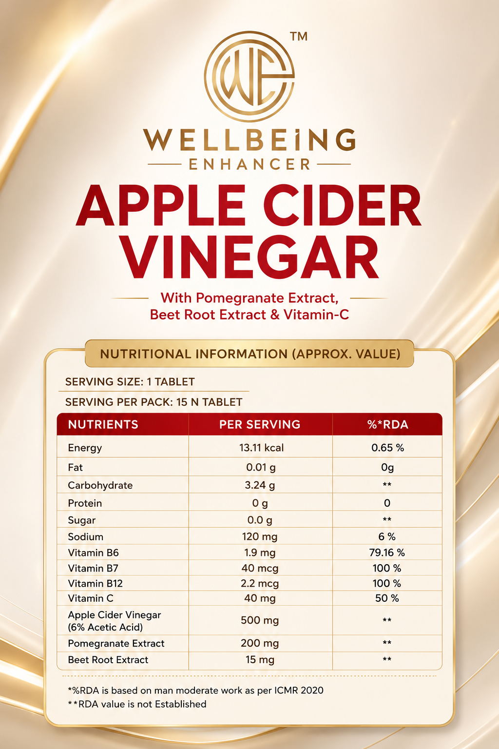 Wellbeing Enhancer Apple Cider Vinegar Effervescent Tablets | Digestion & Daily Wellness Support
