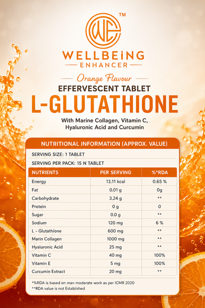Wellbeing Enhancer L-Glutathione Effervescent Tablets | Skin Glow, Collagen & Antioxidant Support